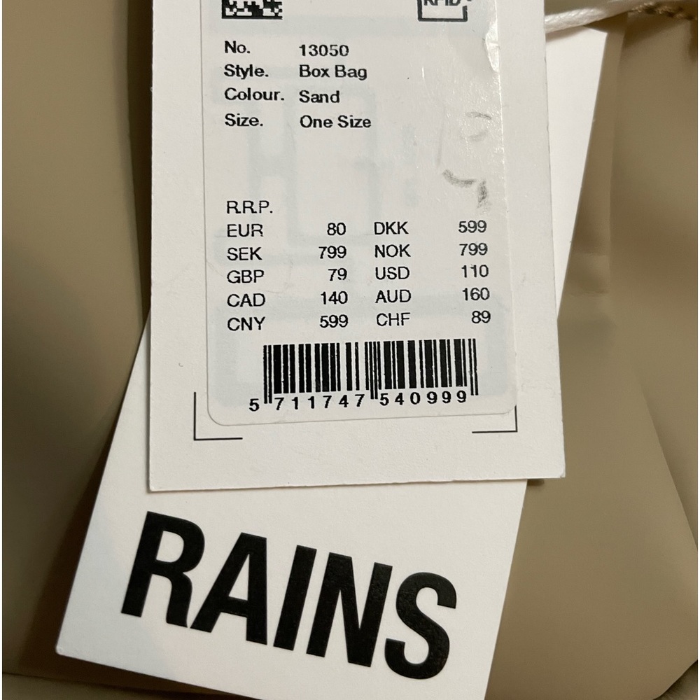 NWT Rains Box Bag Should Crossbody Bag Waterproof Sand Color - Picture 10 of 16